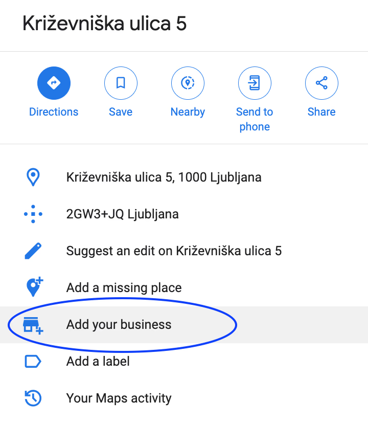 Claim your business and fill in the
