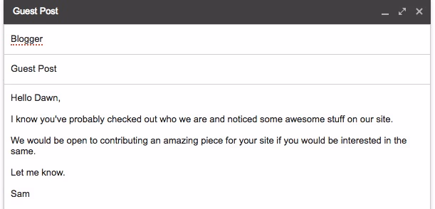 Blogger outreach email template