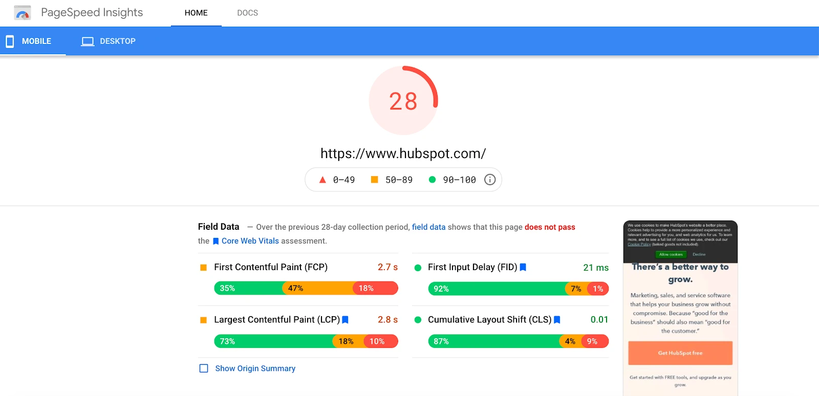 Optimize for mobile devices