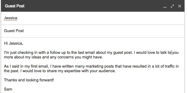 Blogger outreach email template