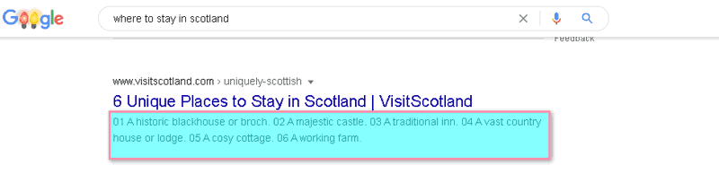 A couple of meta description examples that are