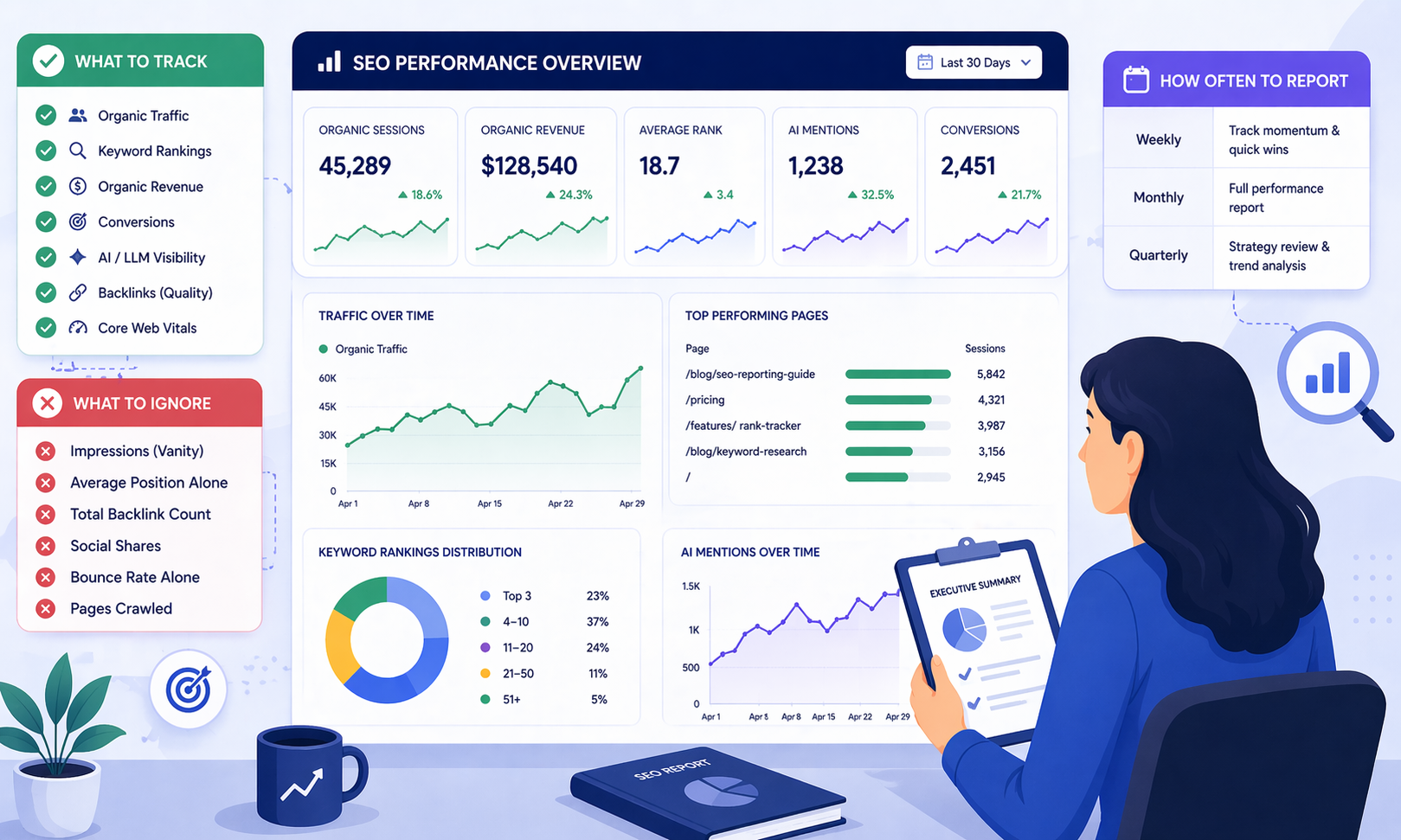 SEO Performance Reporting: What to Track, What to Ignore, and How Often