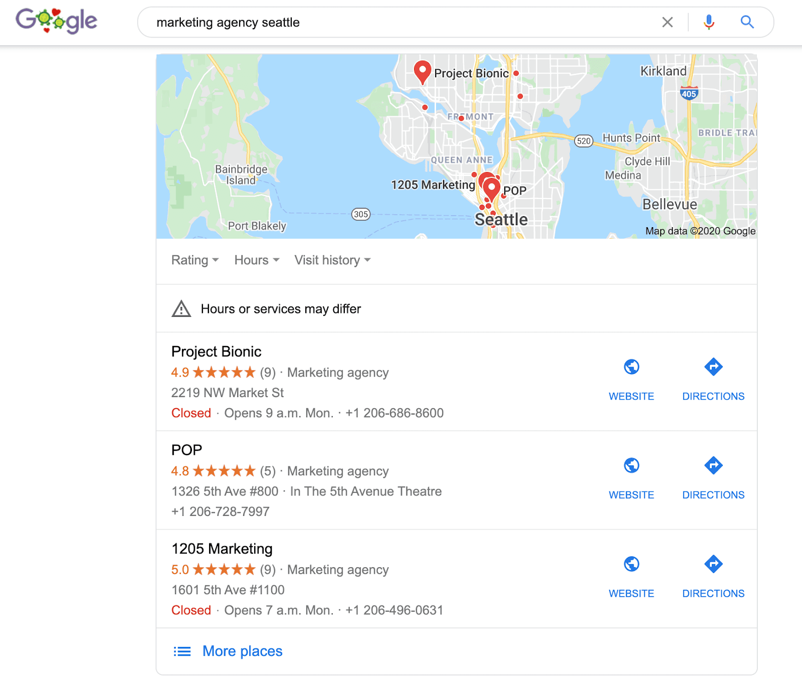 Google Maps Results