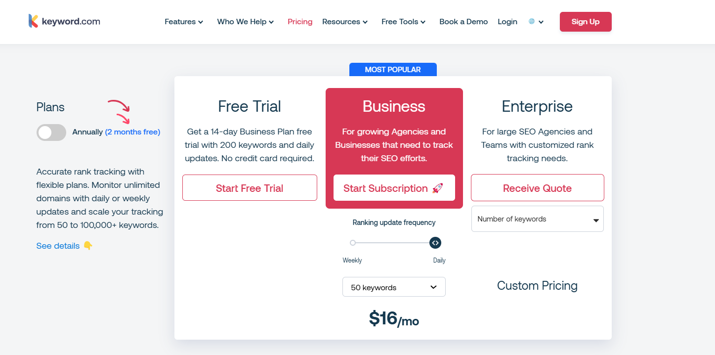 keyword-pricing-page