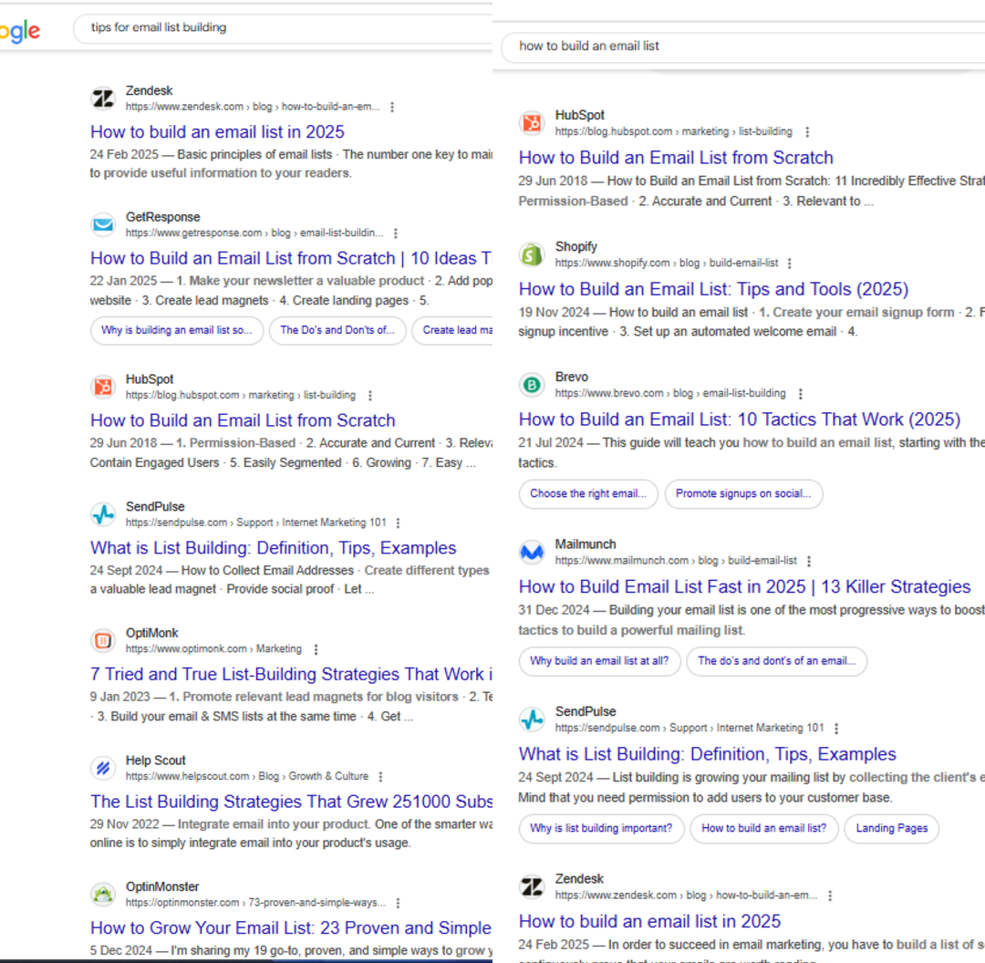 Search results page 