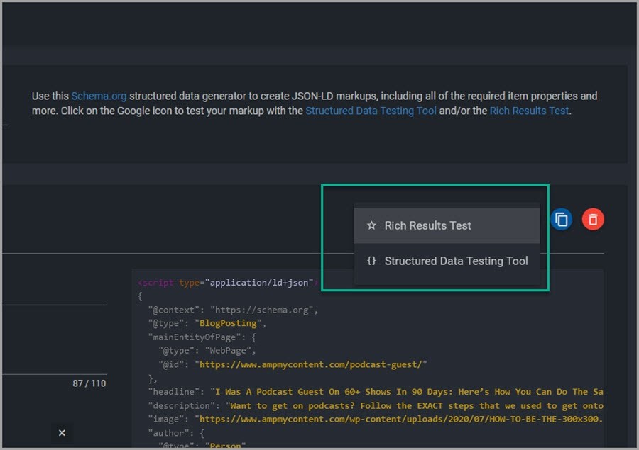 Step create the schema markup