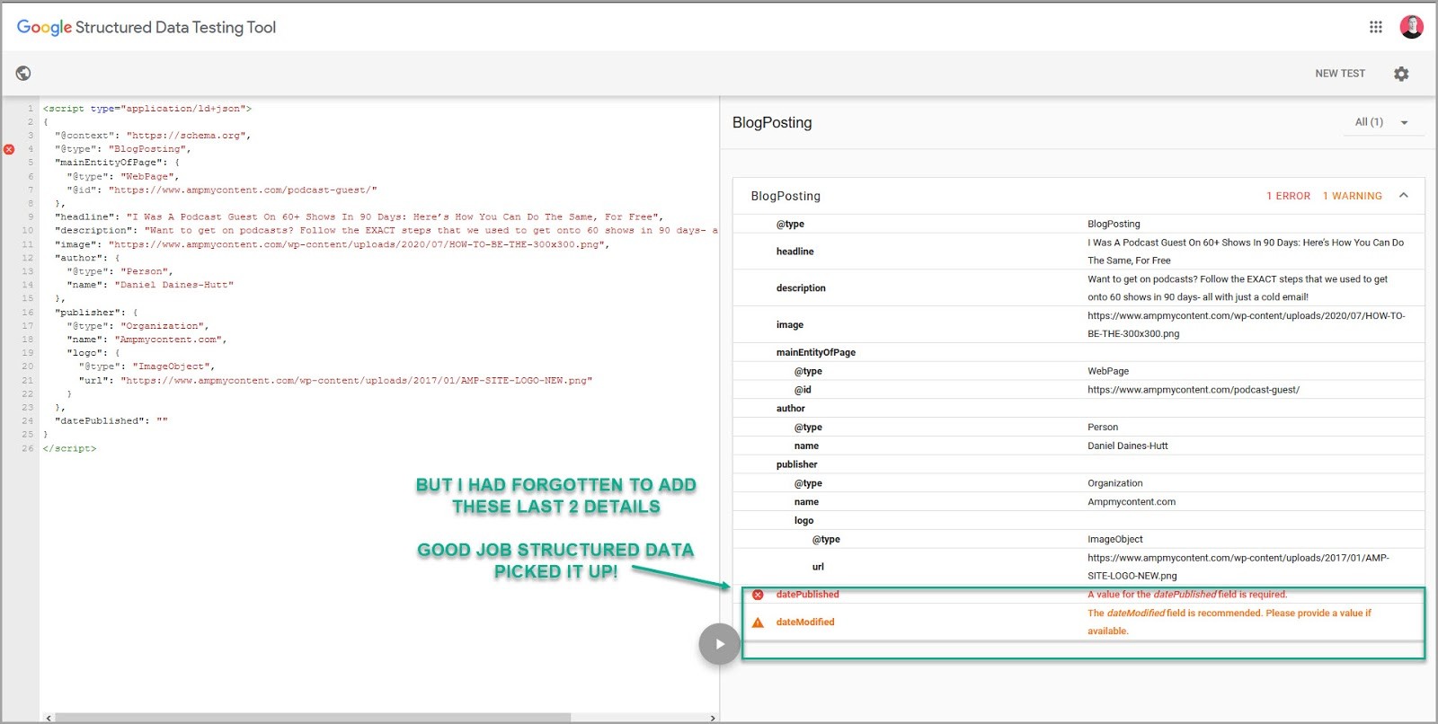 Step create the schema markup