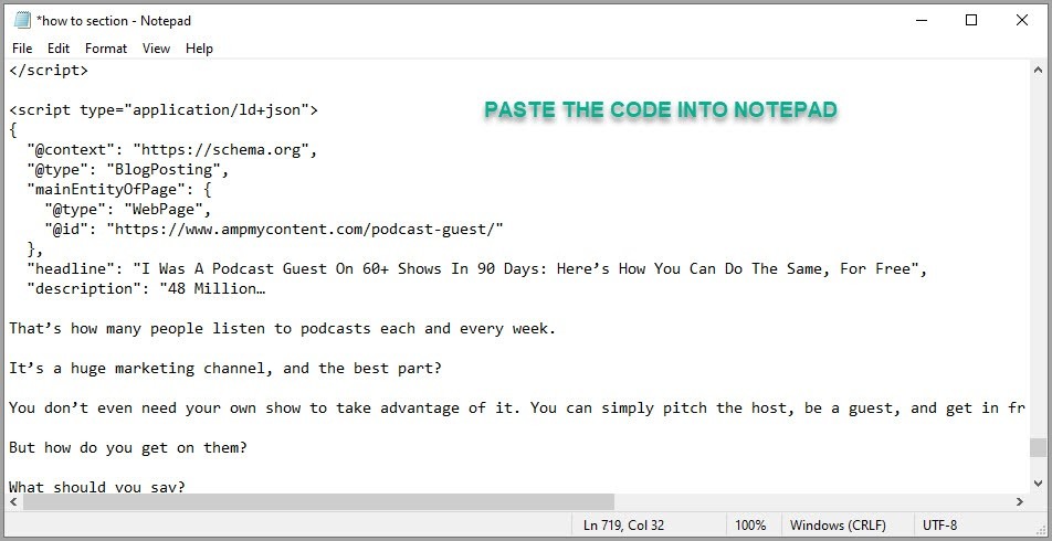 Step create the schema markup