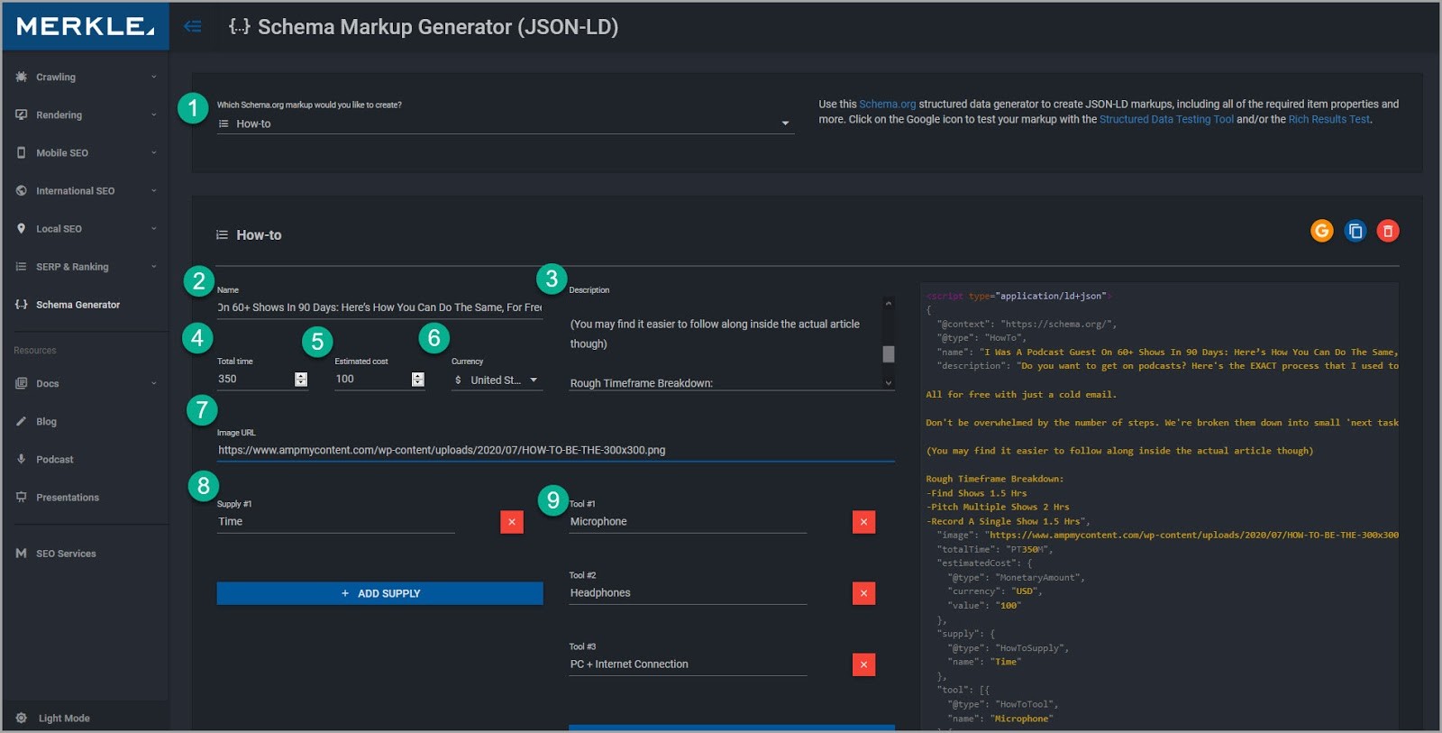 Step create the schema markup