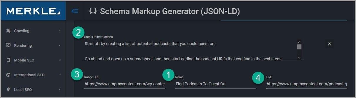 Step create the schema markup