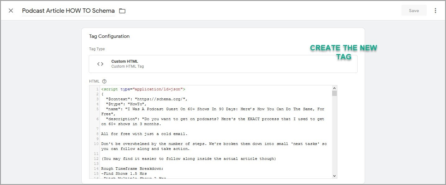 Step add the schema markup to your