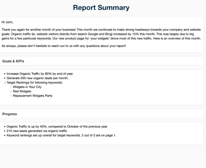 Structuring your report summary overview first