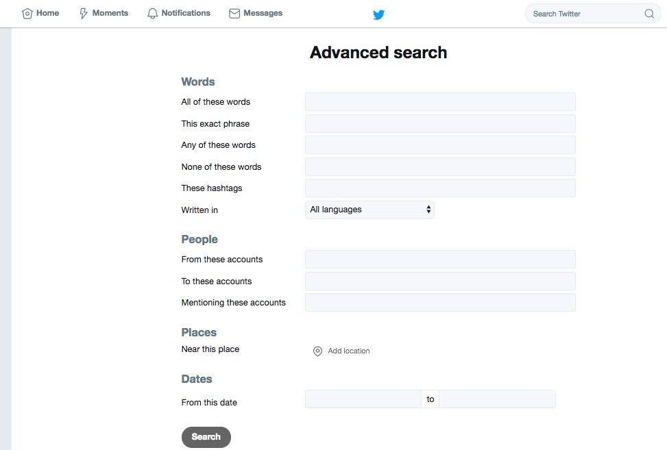 Twitter advanced search