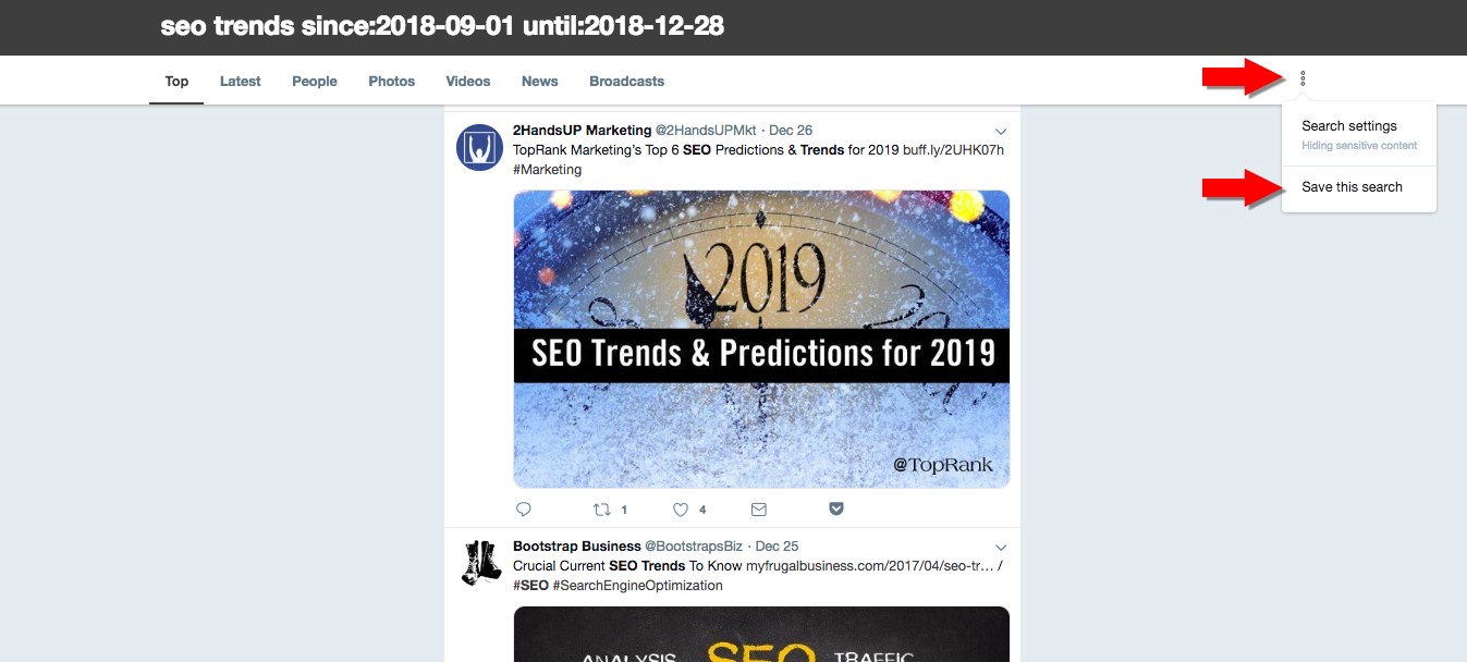 Twitter advanced search