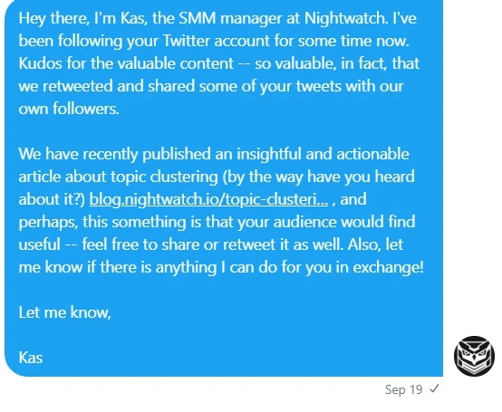 Twitter outreach