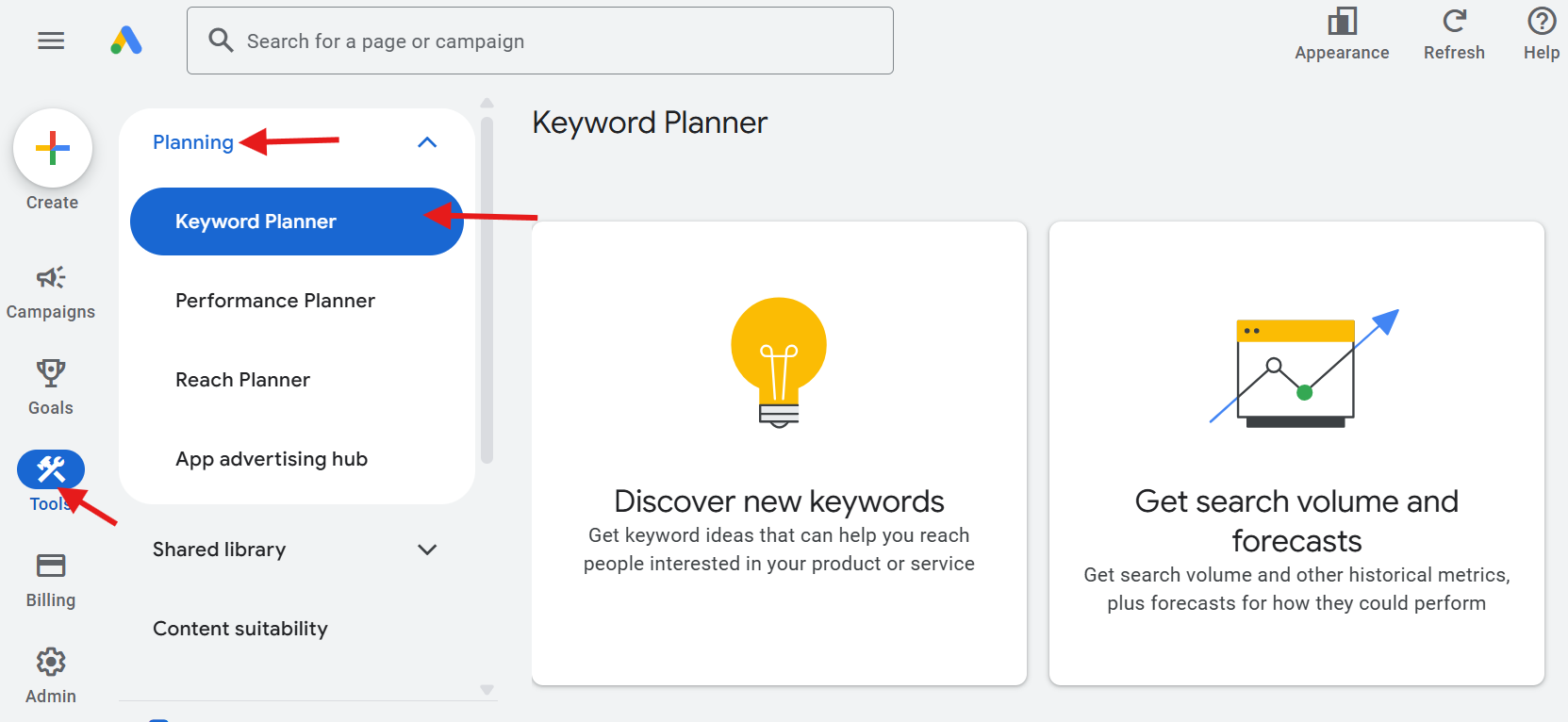 using google keyword planner