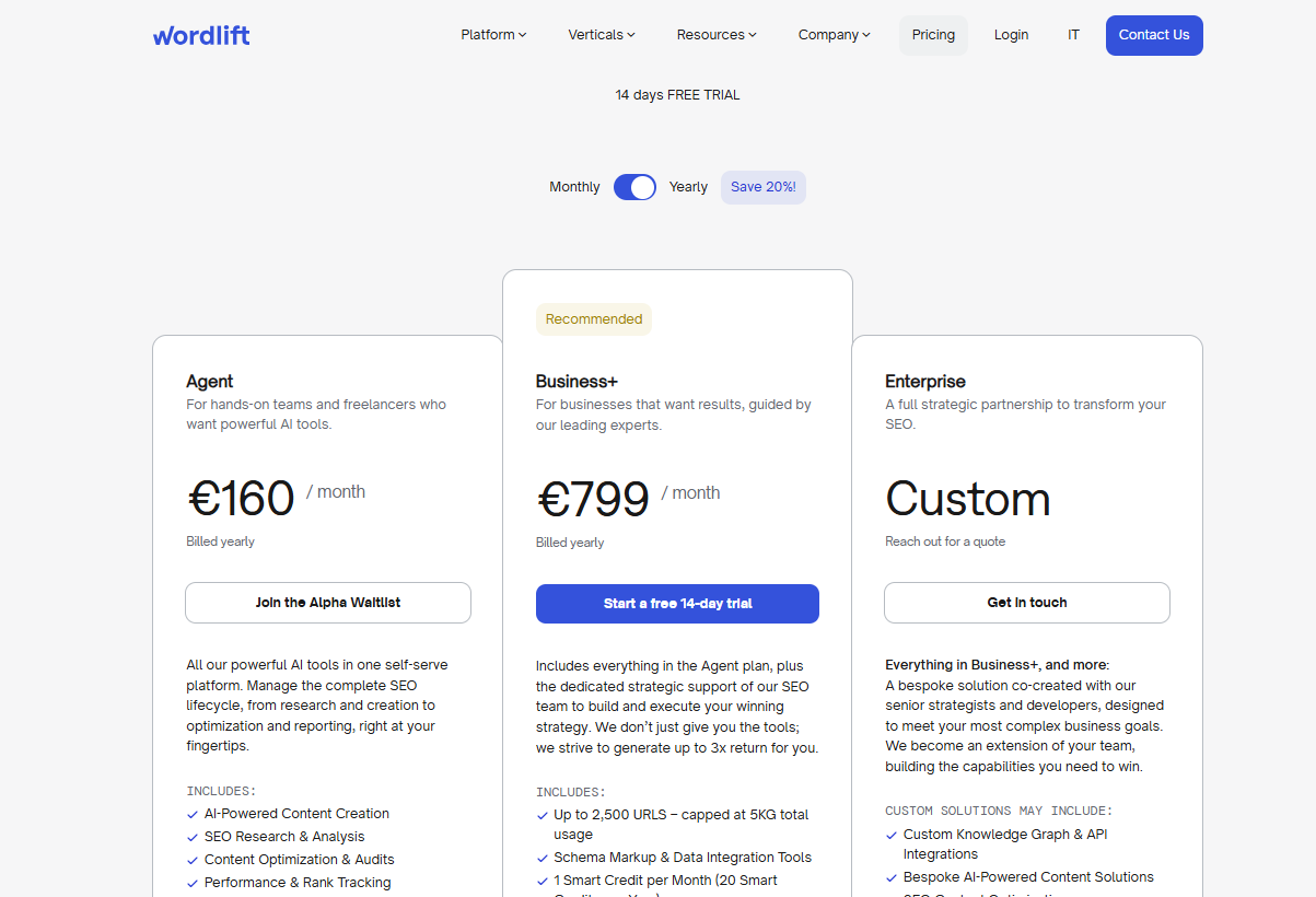 wordlift-pricing-plans